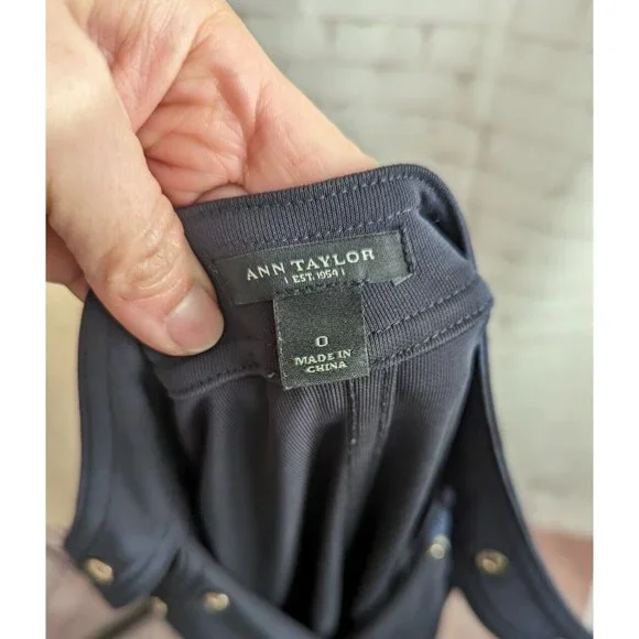 Ann Taylor Womens Dress Size 0 XS Trench Military Inspired Faux Wrap Black Navy - Picture 12 of 13